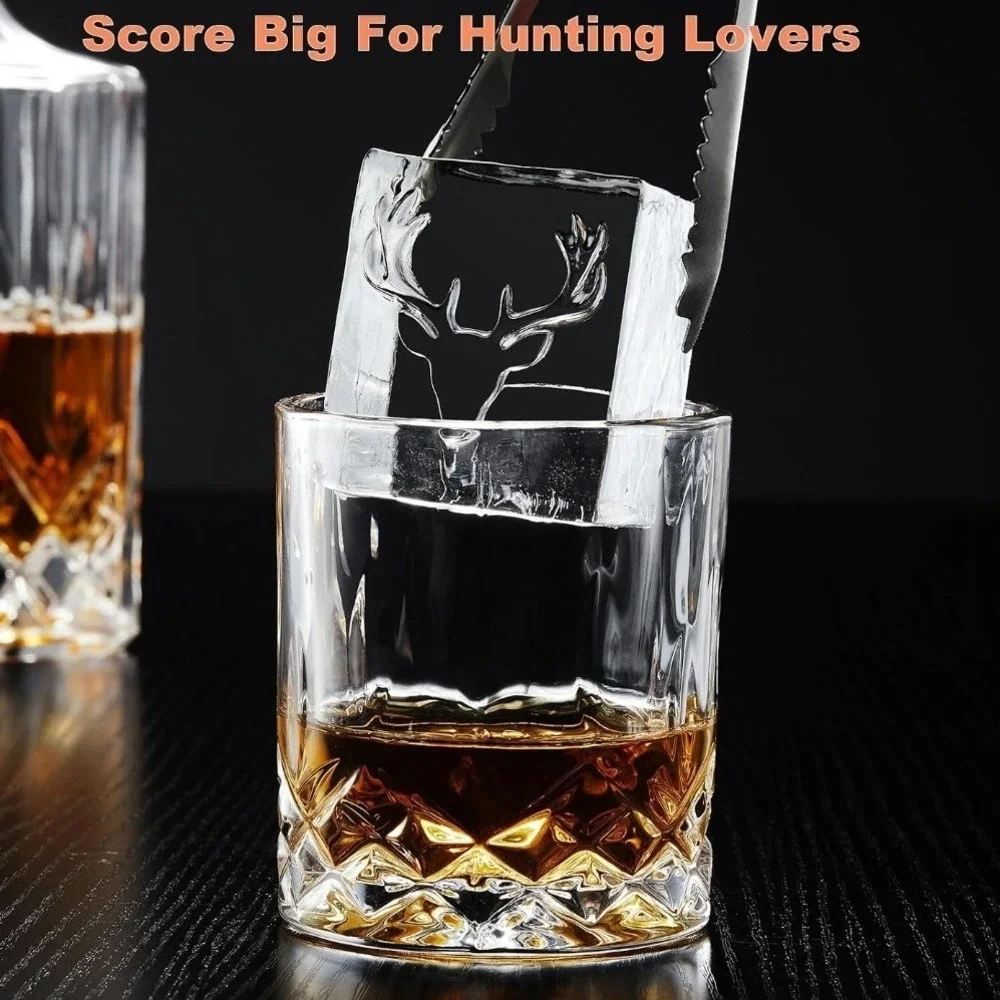 Hunting Printed Clear Ice Cube Maker Mold Silicone Tray for Whiskey Bourbon